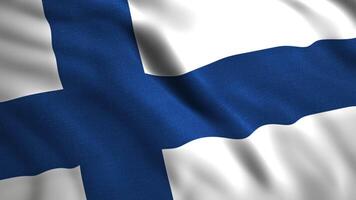 Animation for national holiday with flag of country. Motion. Beautiful flag of country is fluttering with canvas. 3D background with waving flag of Finland video
