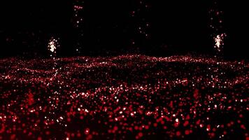 Pink and red glitter.Motion.A bright background in computer graphics in the abstraction of glitter particles on which they move. video