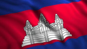 Beautiful canvas of flag of country. Motion. 3D background with flag waving in wind. 3D animation of moving textile flag of Cambodia video
