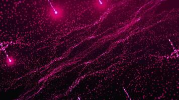 Pink and red glitter.Motion.A bright background in computer graphics in the abstraction of glitter particles on which they move. video
