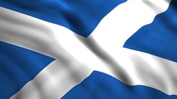 Beautiful canvas of flag of country. Motion. 3D background with flag waving in wind. 3D animation of moving textile flag of Scotland video