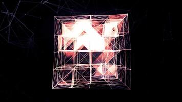 Triangular lines in cubic design. Motion. Bright design of their set of lines and triangles. 3D construction in shape of square of triangles video