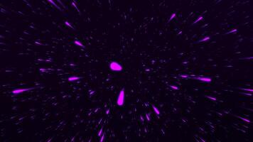 Abstract space corridor of time at speed. Motion. A beautiful purple flying particles in outer space. video