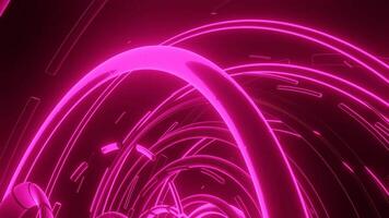 Futuristic animation with stripe object and neon light. Design. Concept of time travel machine. video