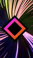 A square with burning lanterns.Design.An orange geometric figure from which multicolored rays come and move in abstraction. video
