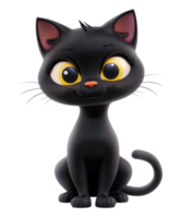 3d cartoon illustration of cute black cat png