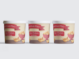 Ice cream or biscuit container pack mockup editable psd