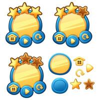 Home menu Vector game template gui kit. Interface log in page elements