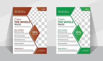 Modern minimal vactor flyer layout design template for travel vector