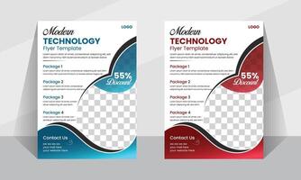 Creative professional technology leaflet layout design template vector