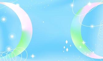 Modern and Trendy Holographic Pastel Background with copy space. Liquid pastel gradient template with stars and wave design. Editable Illustration. vector