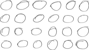 simple black color thin handmade a set of round circle collection set a collection of black and white images with a line of circles and circles vector