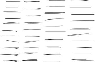 simple black color thin handmade scribble a set of underline collection set vector