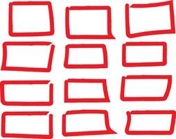 simple red color thin handmade a set of rectangle collection set vector