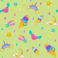 Cute Unicorns and Ice Cream Pattern vector