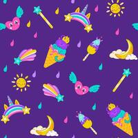Cute Unicorns and Ice Cream Pattern vector