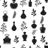 Perfume Bottles and Leaves Pattern vector