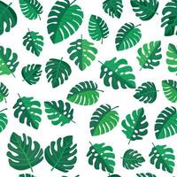 seamless pattern of vibrant green leaves on a white background. Various leaf shapes and sizes create a fresh, natural, and tropical appearance, perfect for eco-friendly or botanical projects vector