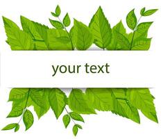 A featuring a square white frame embellished with vibrant green leaves. lush foliage surrounds the frame, creating a fresh, natural, and eco-friendly theme suitable. Mockup, template vector