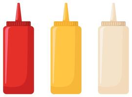 Sauce bottles flat icon on white background. vector