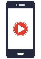 Smartphone with play button icon flat illustration isolated on white background. vector