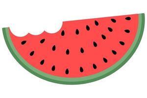 Watermelon slice flat illustration isolated on white background. vector