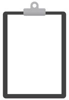 Flat icon of black clipboard with blank white sheet isolated on white background. vector