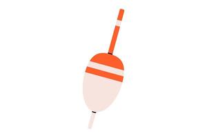 Hand drawn cute outline illustration of fishing float. Flat fishery hobby gear in line art doodle style. Bobber bait for fish icon or print. Allure to trap. Decoy for deception. Isolated. vector