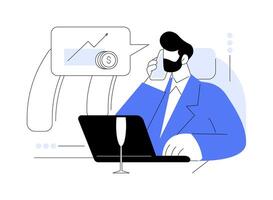 Personal workplace in the plane abstract concept illustration. vector
