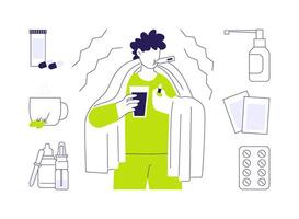 Flu and cold treatment abstract concept illustration. vector