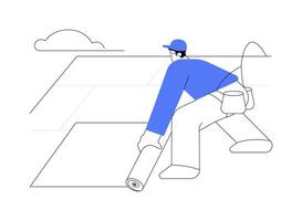 Installing roof underlayment abstract concept illustration. vector