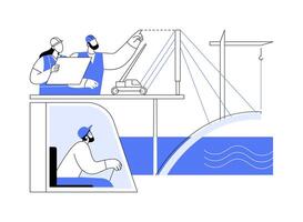 Bridge foundation construction abstract concept illustration. vector