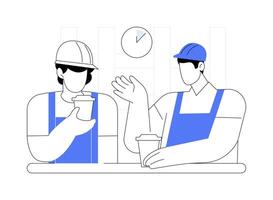 Coffee break at the construction site abstract concept illustration. vector