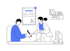 Signing contract with architect abstract concept illustration. vector
