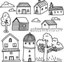 hand drawn doodle of people's houses vector