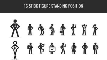Stick Figure Posing Postures. Standing Person Icons. Symbols on White Background. vector