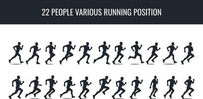 Man in Various Running Positions Stick Figure Postures. Illustration of Posing Person Icon Symbol Sign Pictogram on White Background. vector