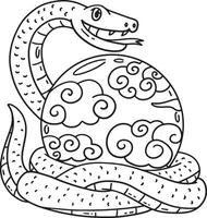 Year of the Snake and Orb Isolated Coloring Page vector