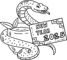 Year of the Snake New Year 2025 Isolated Coloring vector