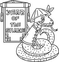 Year of the Snake Banner Isolated Coloring Page vector