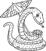 Year of the Snake with Oil Paper Umbrella Isolated vector