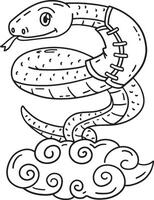Year of the Snake on Clouds Isolated Coloring Page vector