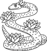 Year of the Snake and Lotus Flowers Isolated vector