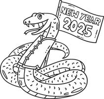 Year of the Snake New Year 2025 Isolated Coloring vector