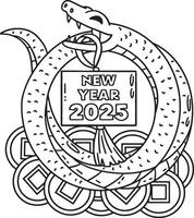 Year of the Snake on Coins New Year 2025 Isolated vector