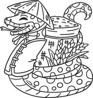 Year of the Snake with Sack of Rice Isolated vector