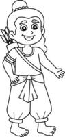 Diwali Rama Isolated Coloring Page for Kids vector