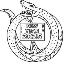 Year of the Snake New Year 2025 Isolated Coloring vector