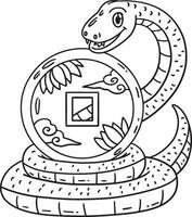 Year of the Snake Surrounding Coin Isolated vector