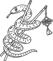 Year of the Snake Chopsticks Isolated Coloring vector